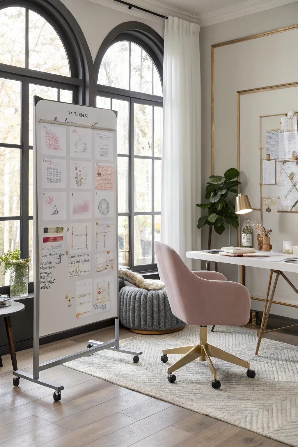 A harmonized color theme accentuates the whiteboard's elegance.