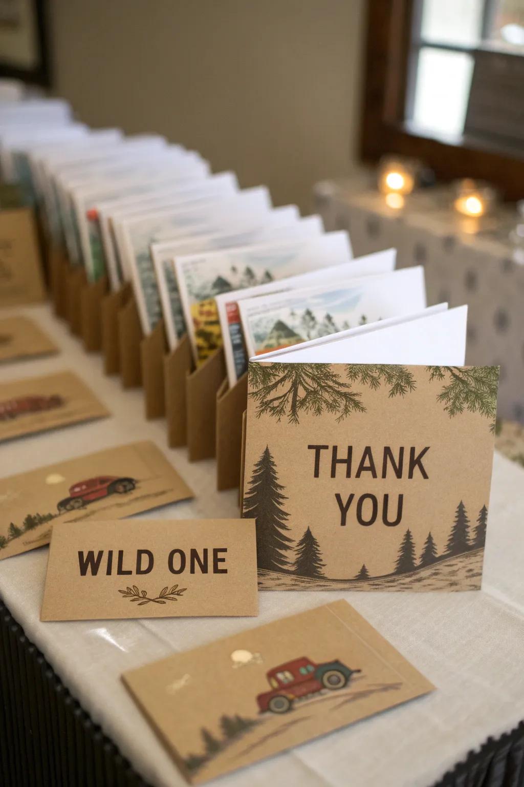 Thank you notes give party favors a personal touch.
