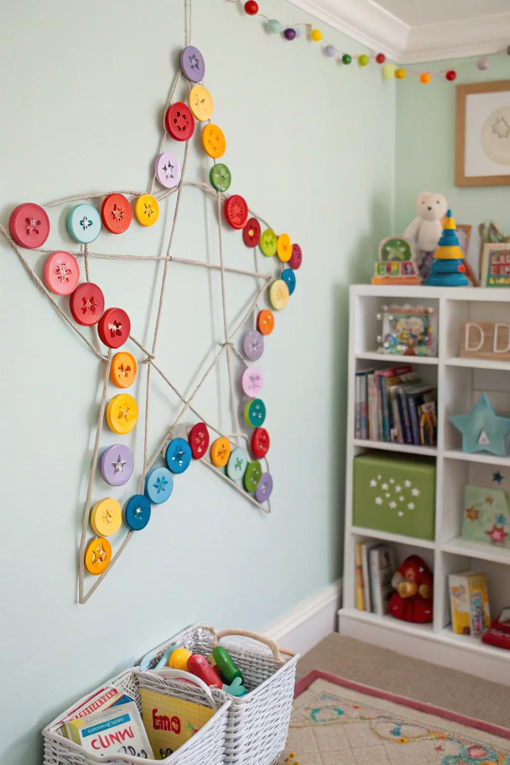 A button star wreath for a fun decor element.