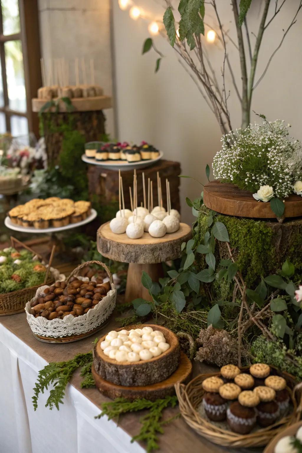 Delight with a themed dessert display brimming with treats.