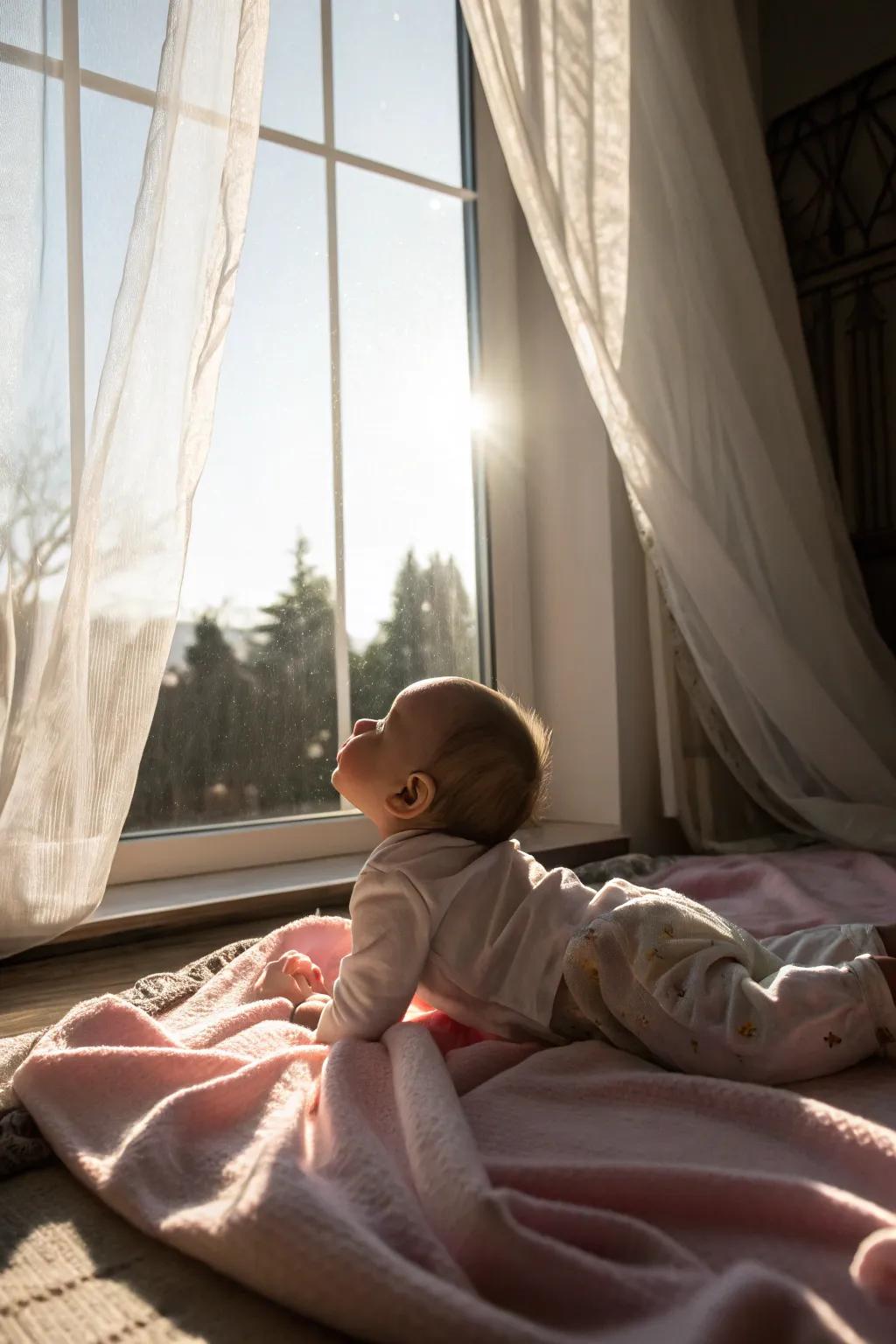 Natural light enhances the warmth and clarity of baby photos.