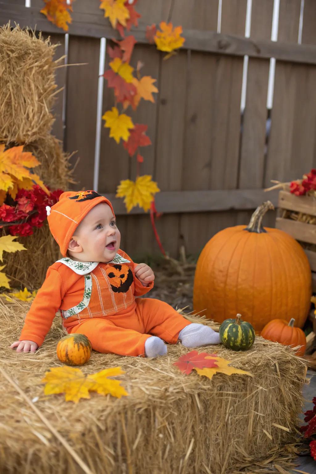 Squash-themed ensembles append seasonal charm to infant vogue.