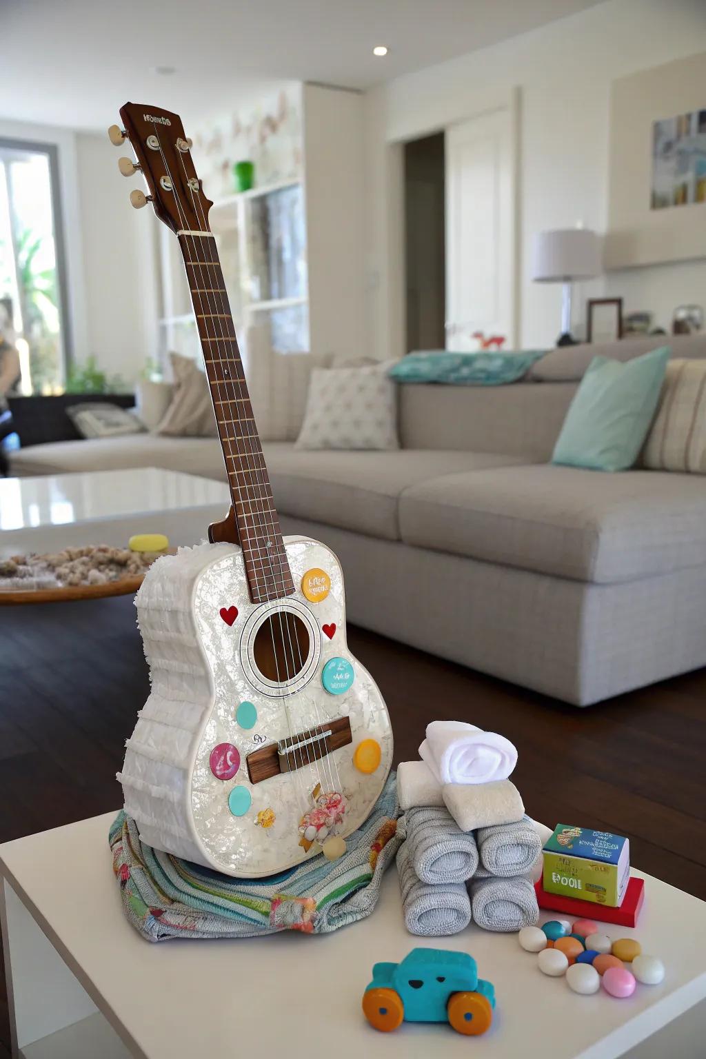 A musical diaper six-string for music-loving parents.
