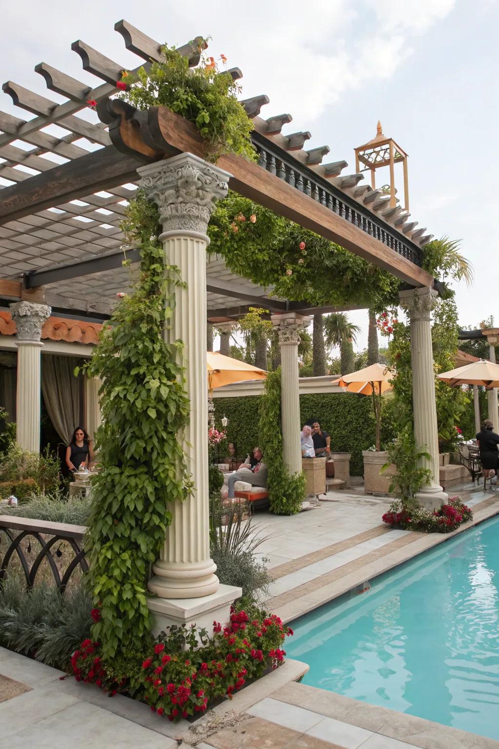 An eclectic pergola reflects personal style and charm.