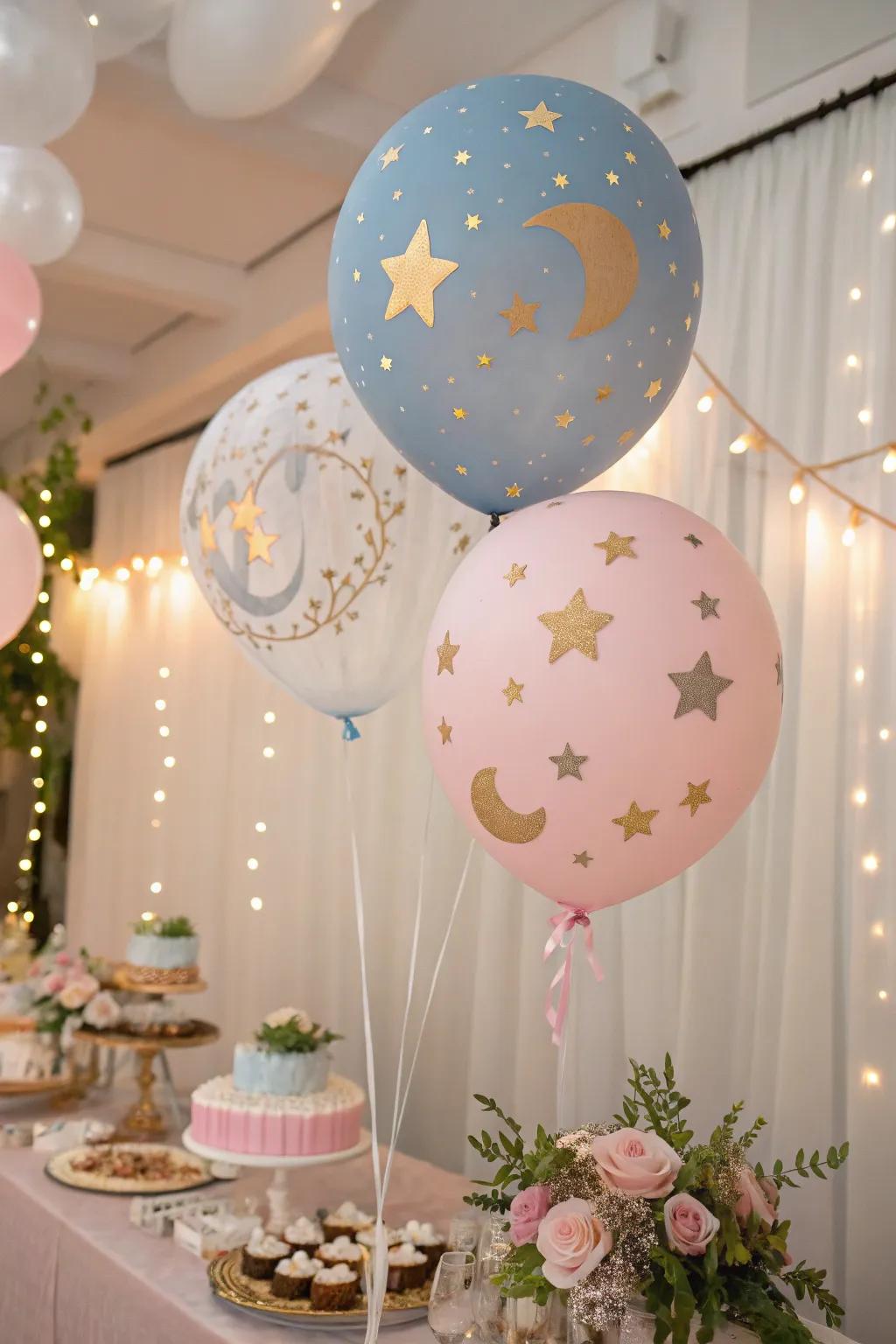 A cosmic balloon theme introduces an ethereal, otherworldly touch.