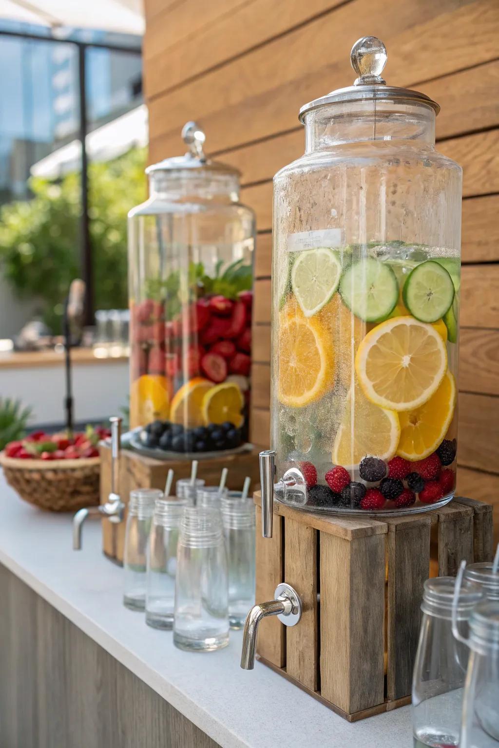 Fruit-flavored water is a reviving alternative to cocktails.