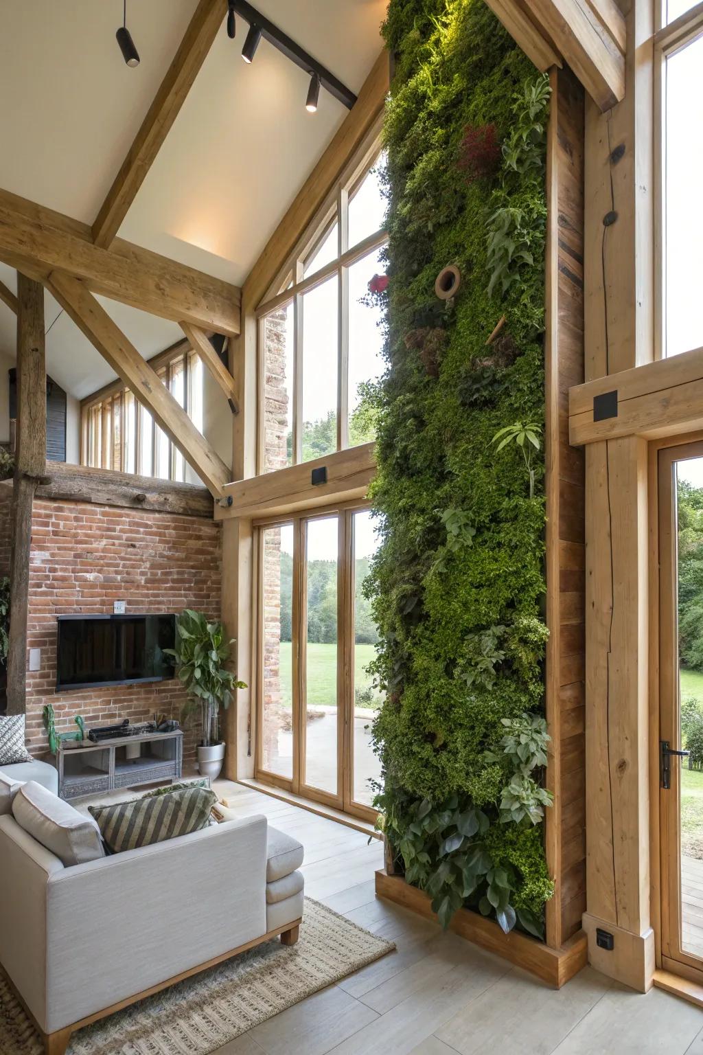 Vertical gardens bring the open air inside.