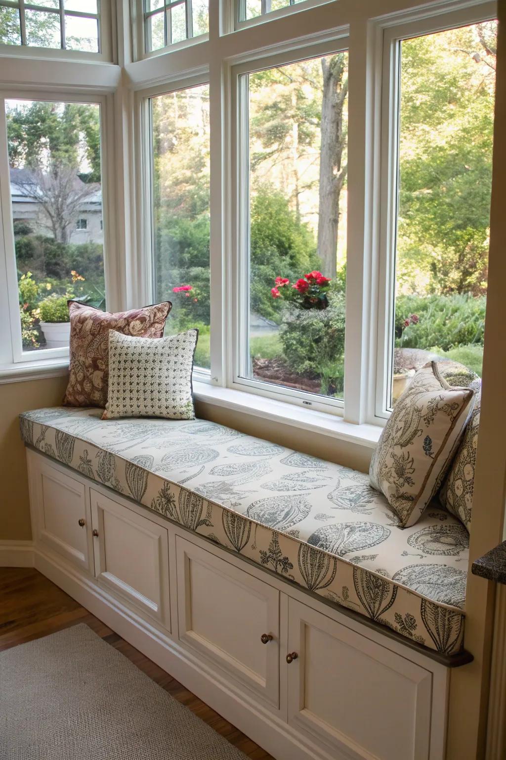 A DIY bespoke bench adds a personal touch to your bay window seating.