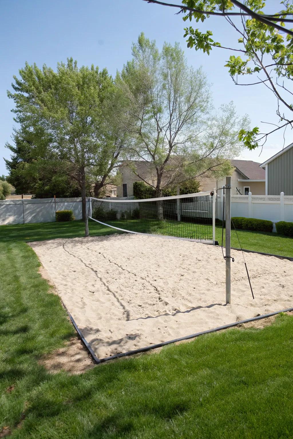 A sand court provides endless fun and a sporty feel.