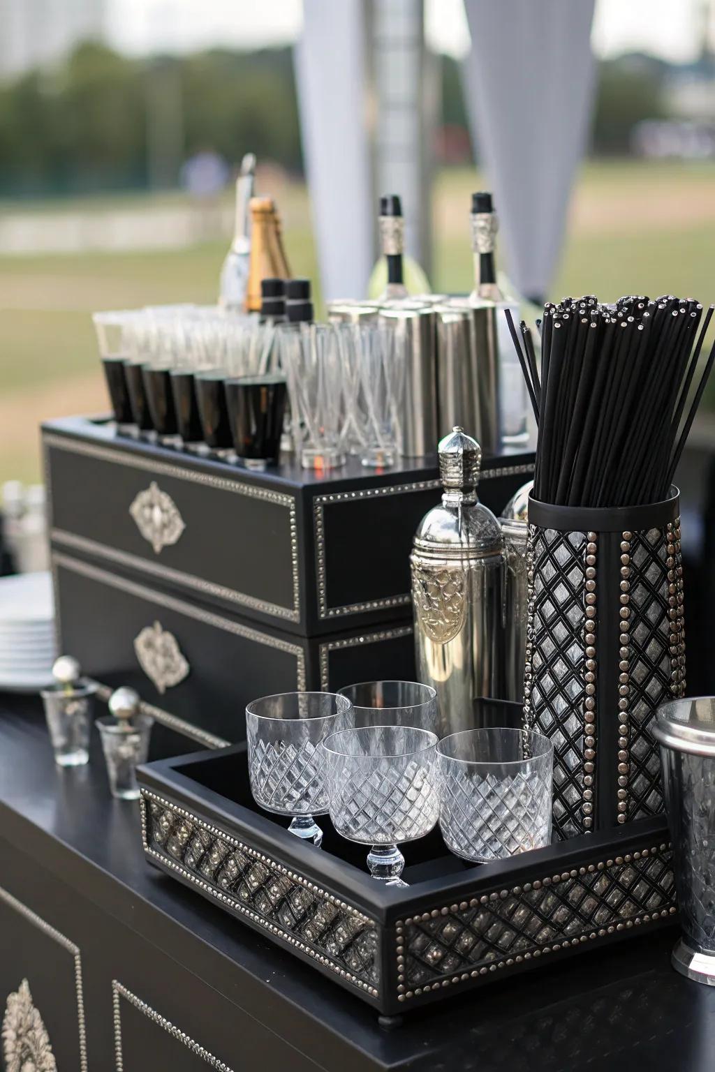 A stylish beverage bar that's a party centerpiece.