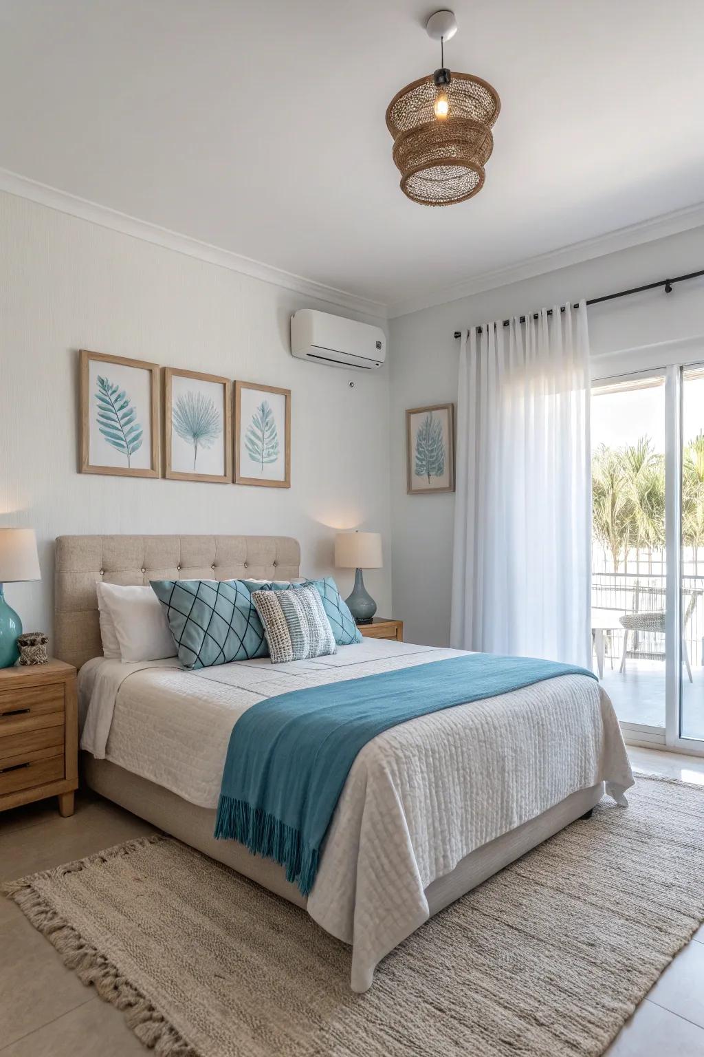 Minimalist azure accents highlight simplicity.