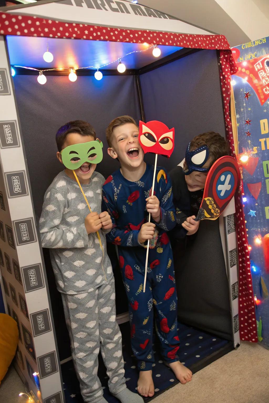 A themed photo booth captures fun memories of the night.
