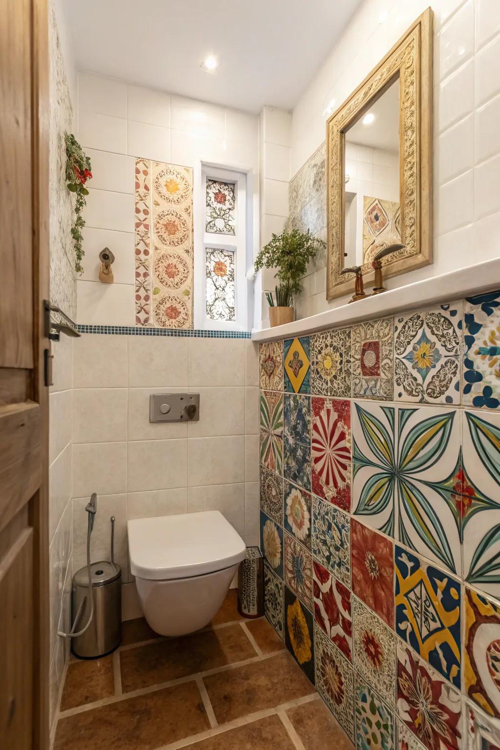 Artistic tiles add creativity and visual interest to your bathroom.