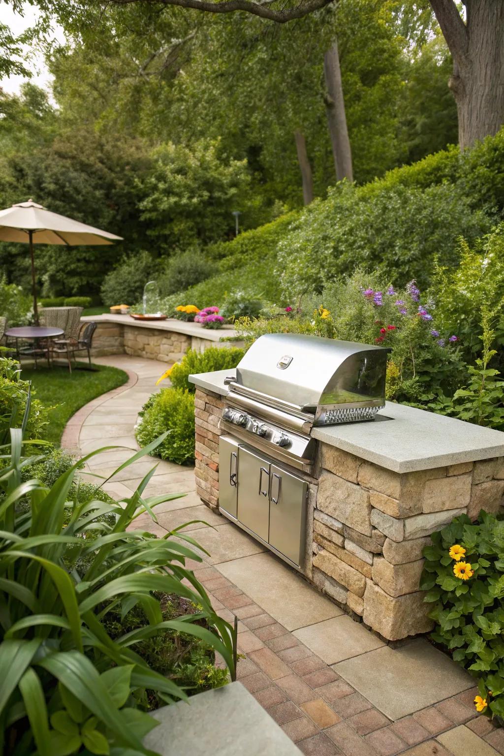 Multi-layer countertops improve your BBQ area’s functionality.