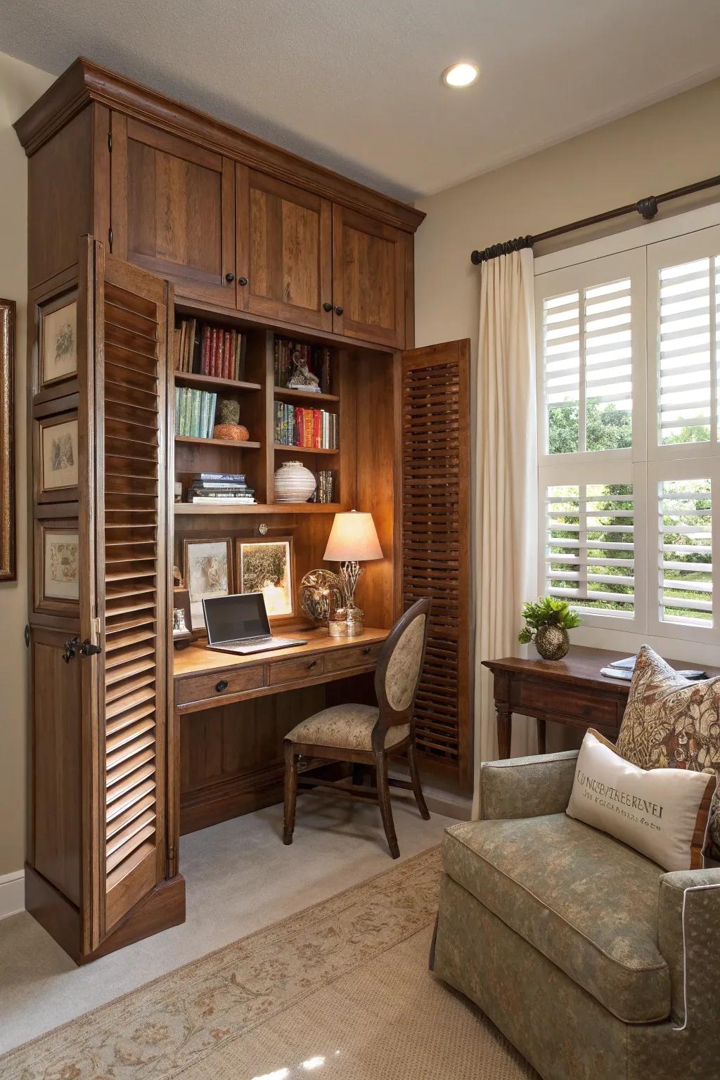 A careful desk fix that keeps a neat living space.