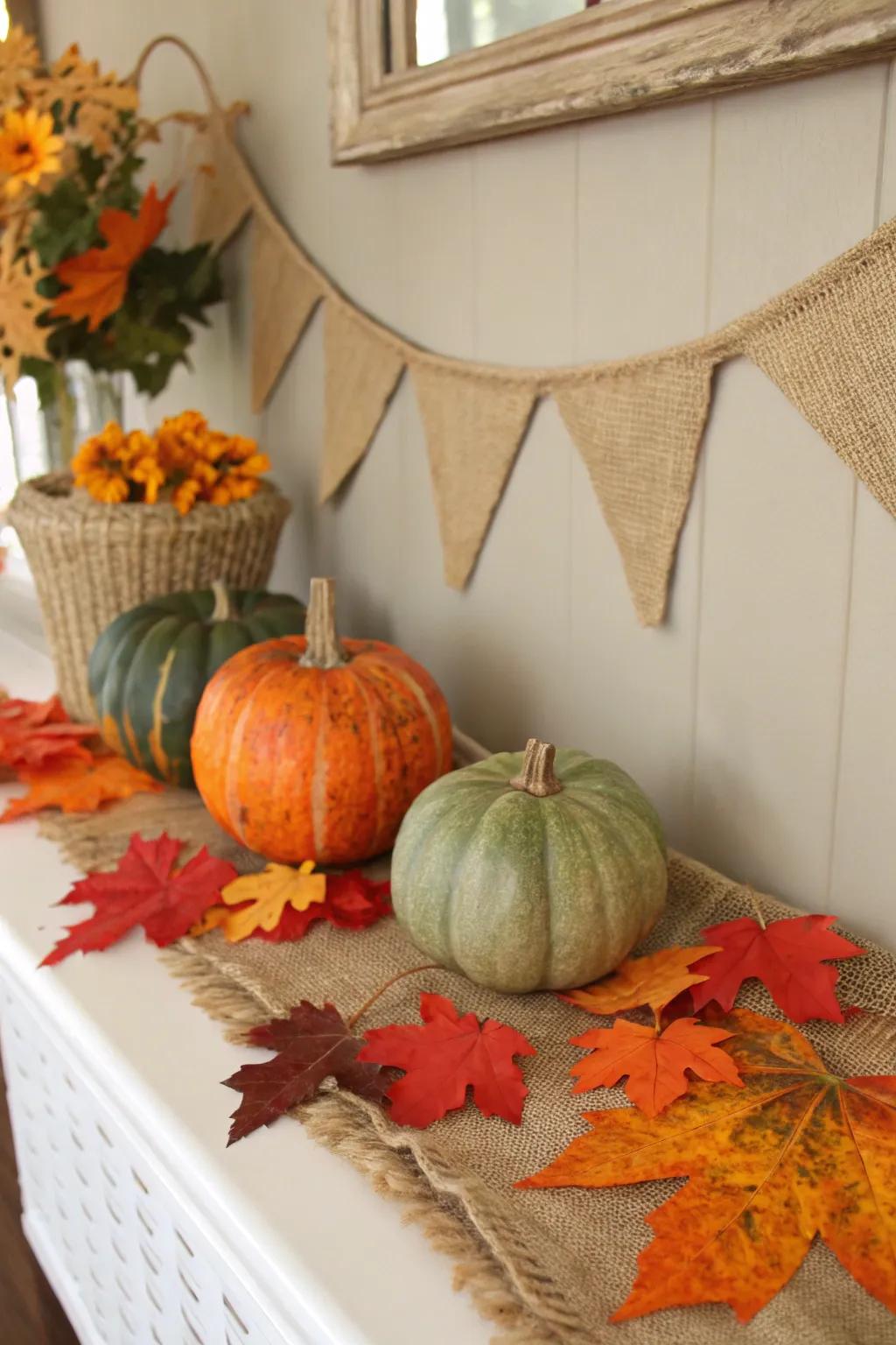 Hessian weaves together seasonal decor beautifully.