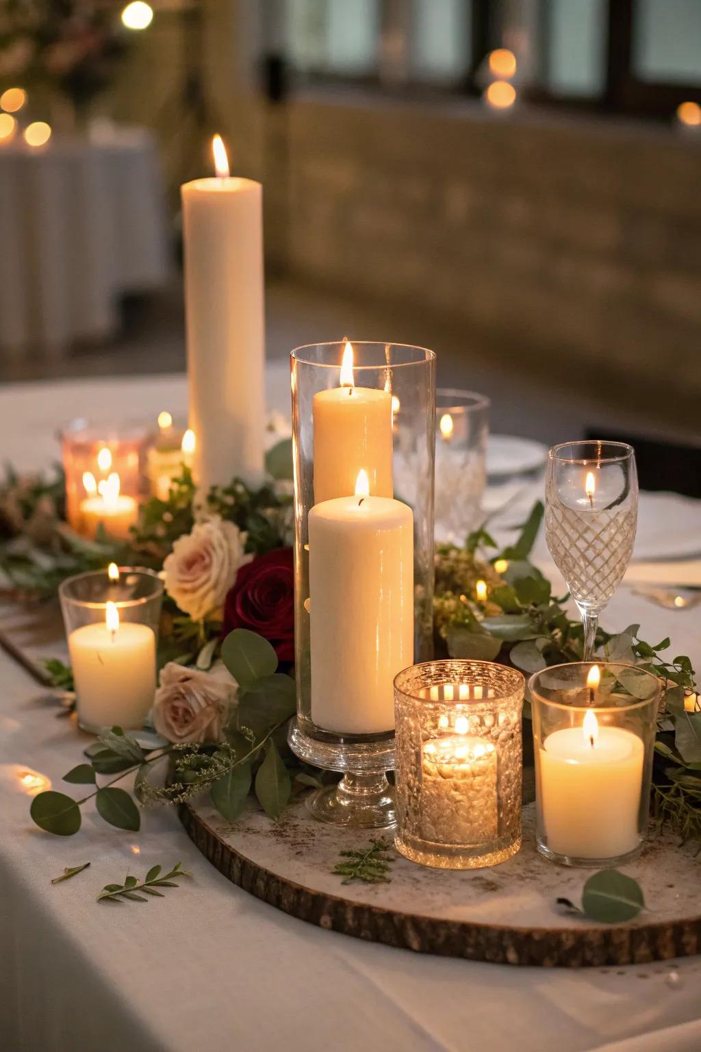 Illuminated centerpiece fashioning a romantic atmosphere.