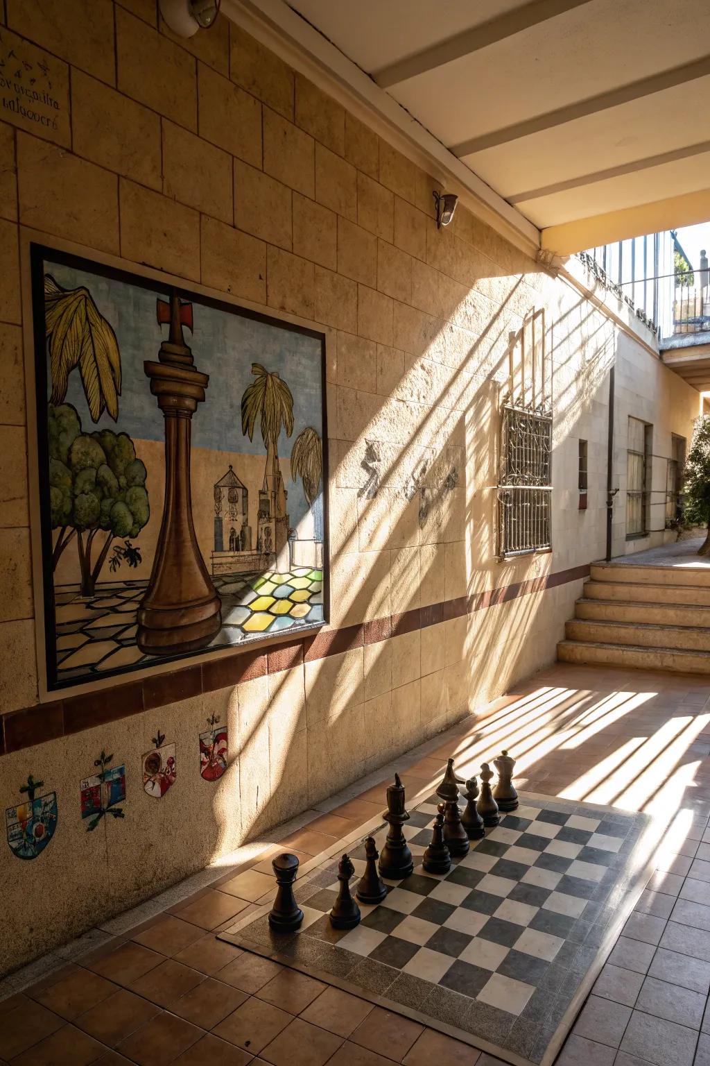 Light and shadow create a mesmerizing chess art piece.