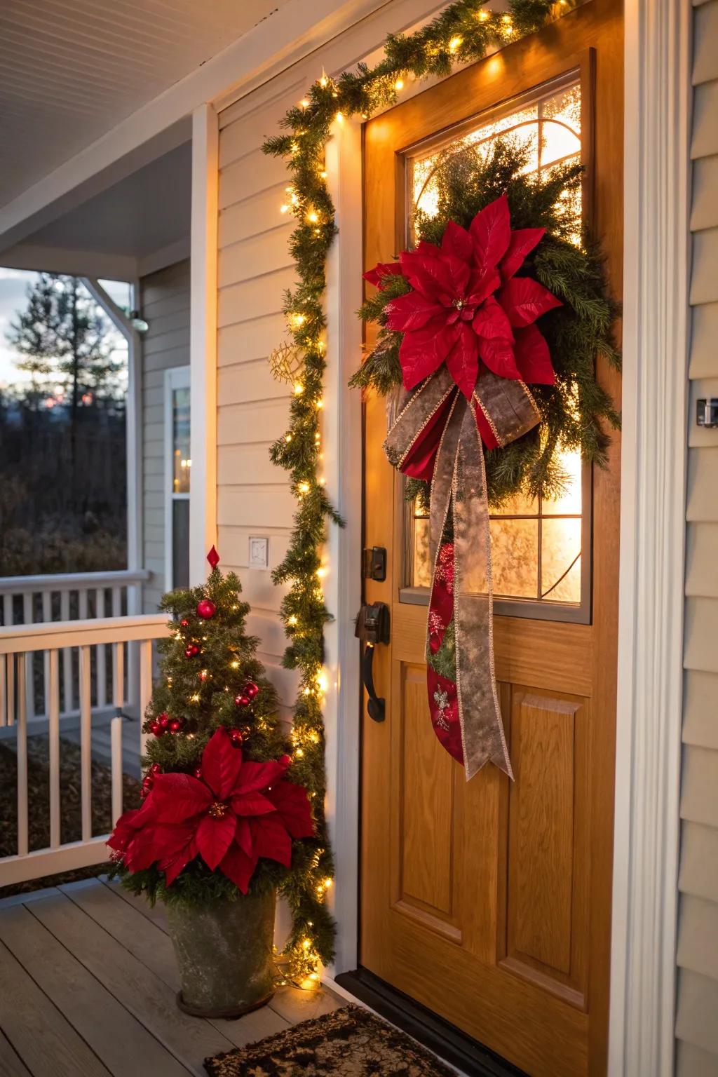 Add a floral burst with poinsettia accents.