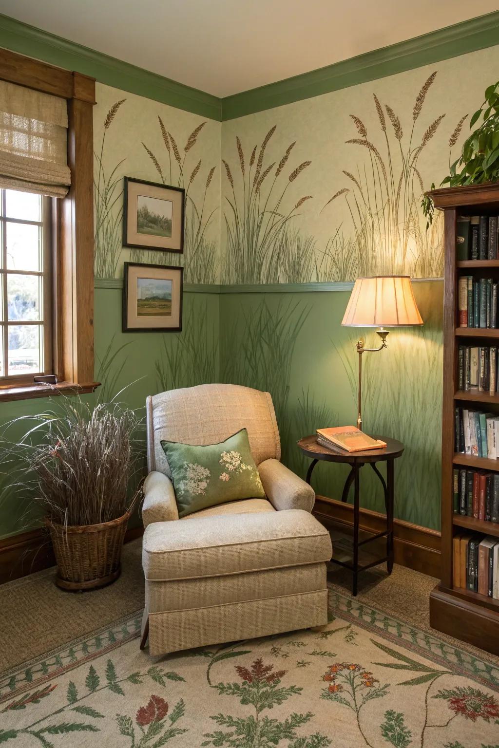Beach grass verdant encourages peace and calm.