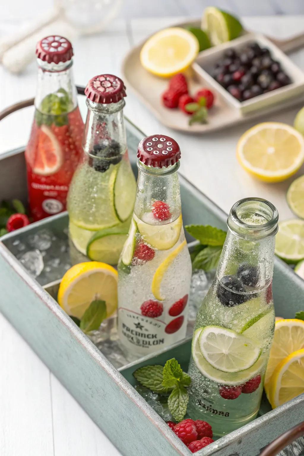 Flavored bubbly water, a refreshing and refined beverage choice.