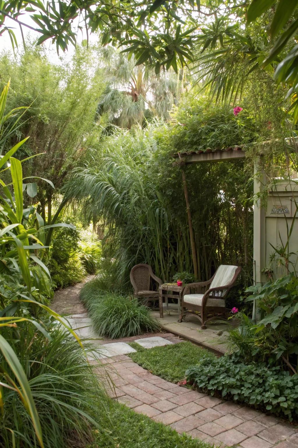 A concealed alcove provides a private escape within your garden.