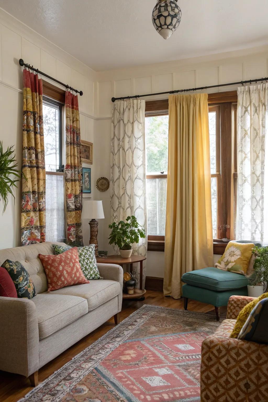 Blending window covering styles adds a personal and unique touch to decor.
