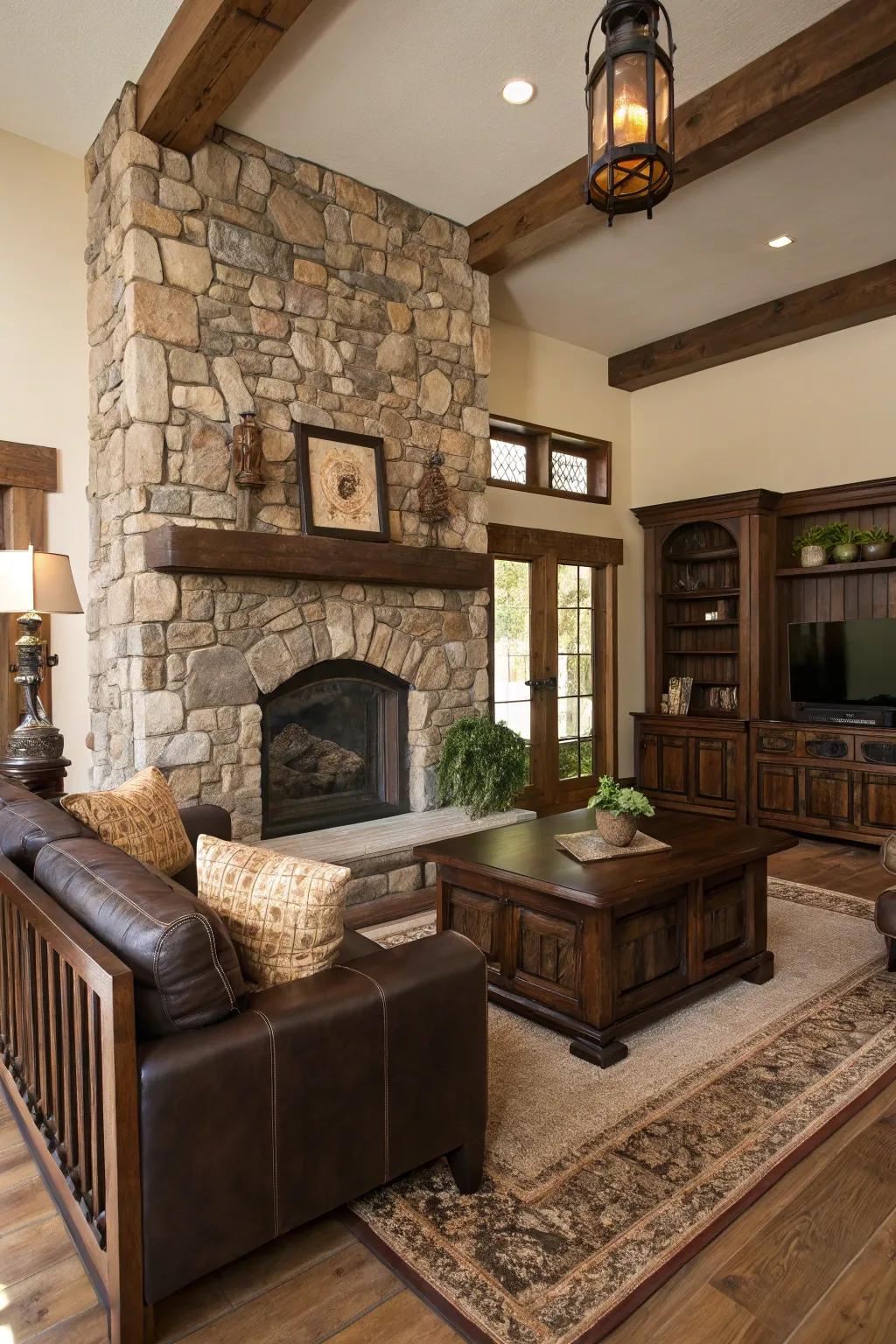 Natural materials create a timeless feel with deep-toned wood.