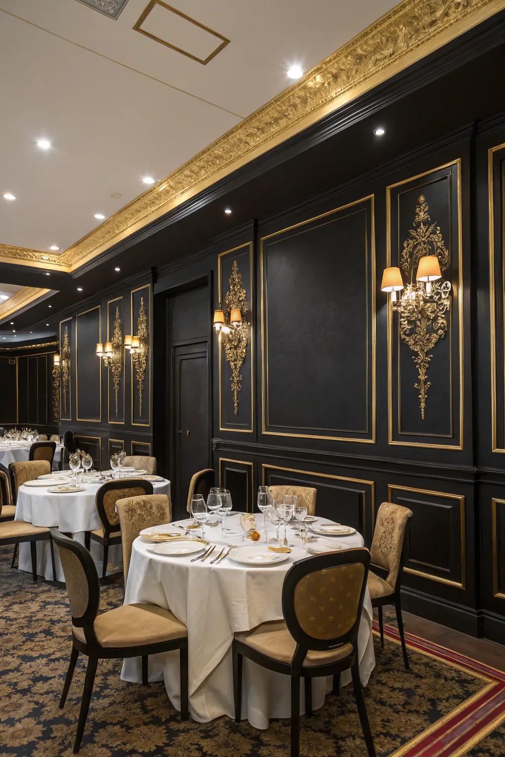 Black and gold offer a luxurious and timeless elegance.