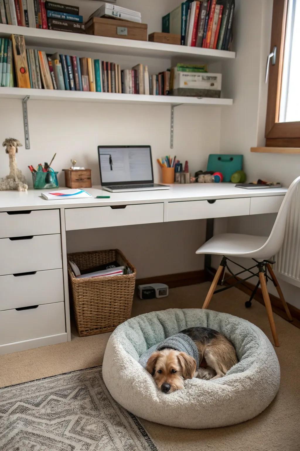 Craft a pleasant workspace for both you and your dog.