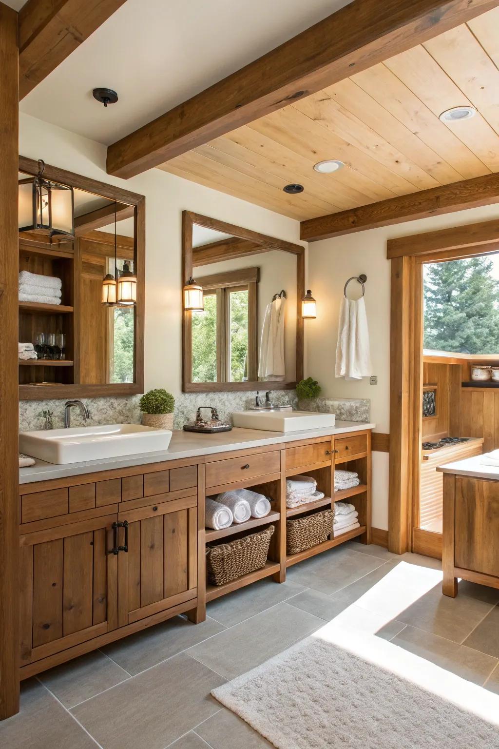 Timber features bring warmth and charm to your bathroom.