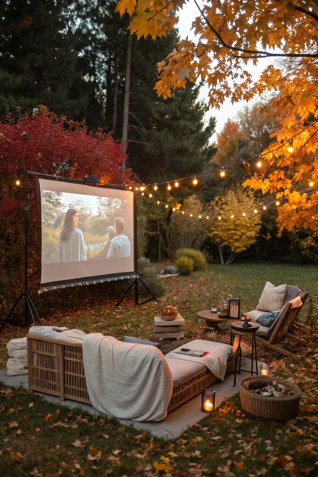 Enjoy an outdoor movie night underneath the autumn sky.