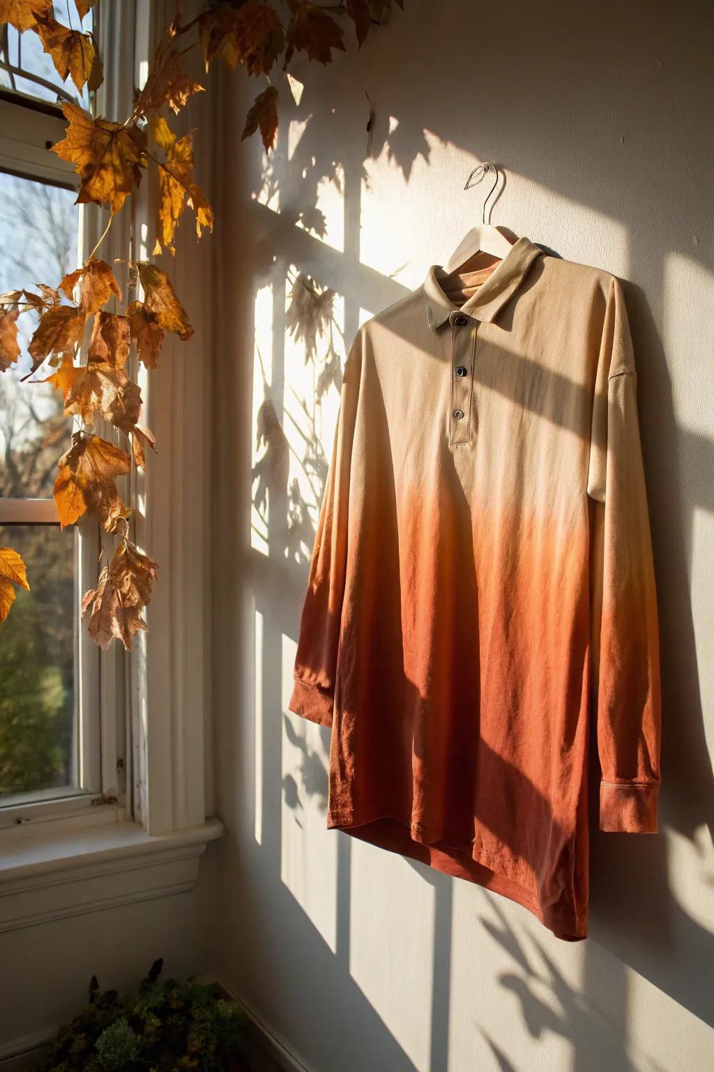 Earthy ombre shirts create a striking visual effect with seasonal colors.