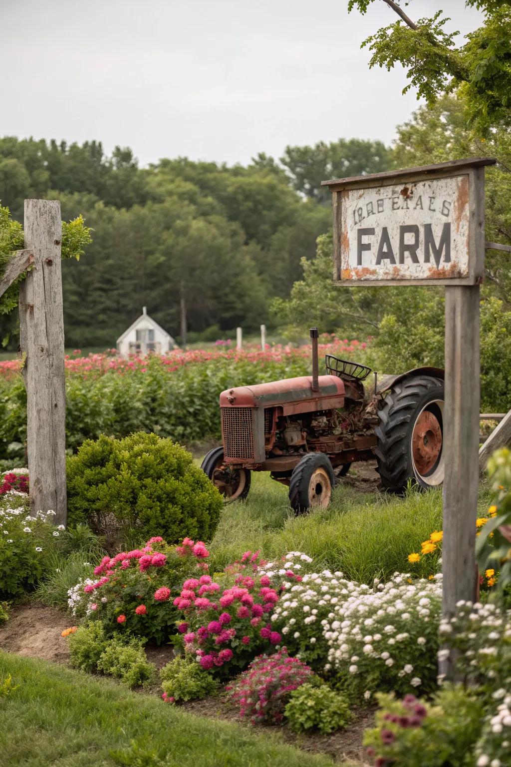 A captivating entrance with vintage equipment contributing historical depth.