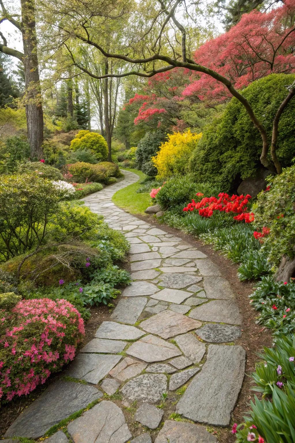 A sandstone path celebrating the allure of seasonal transmutations.