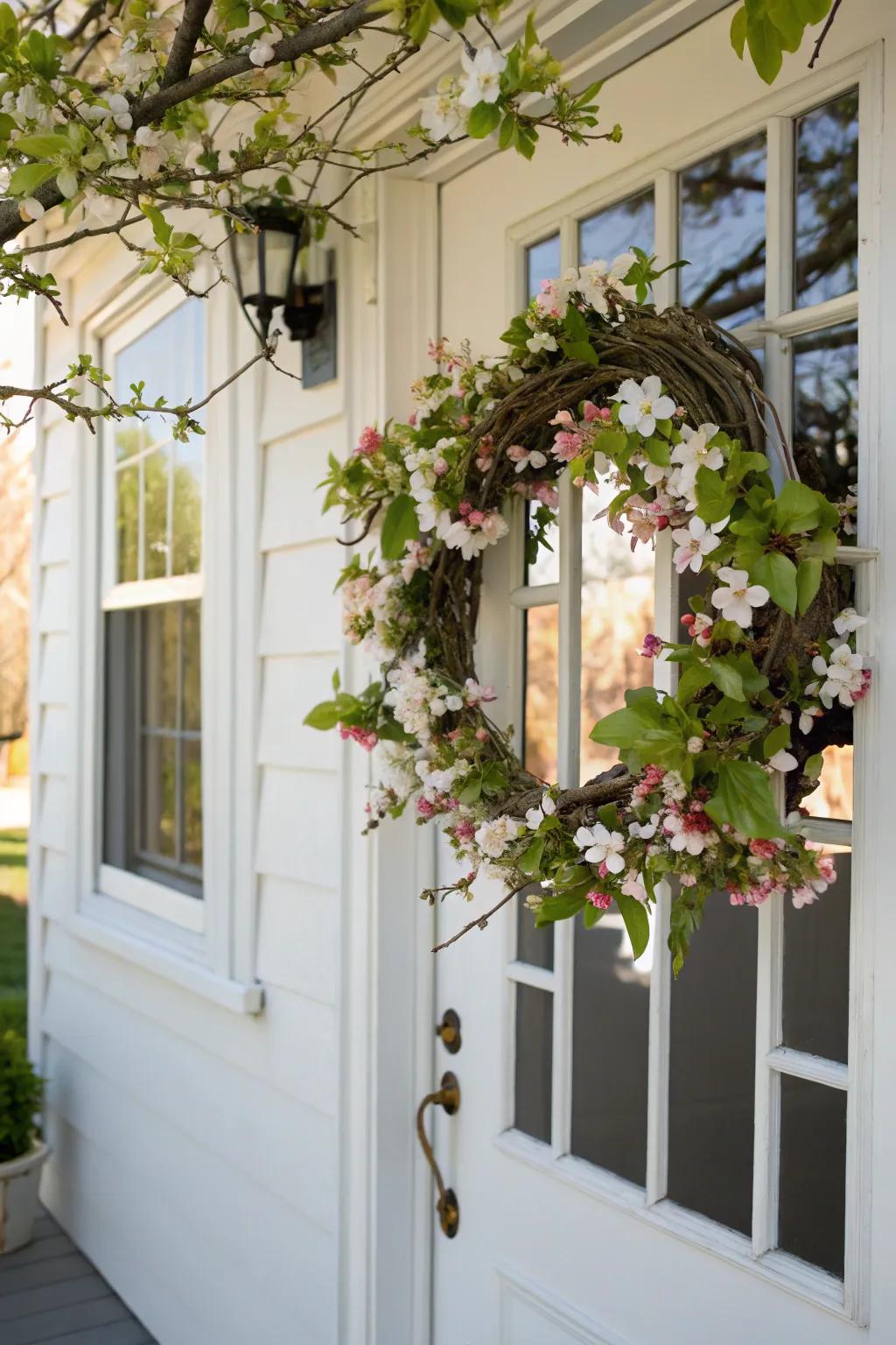 Spring elegance with a budding branch wreath.