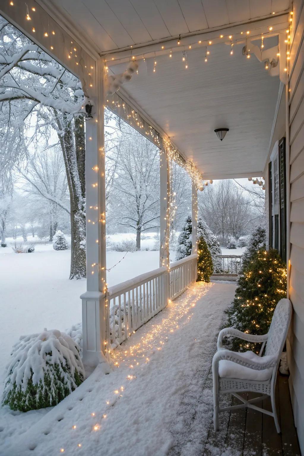 An icy wonderland veranda enthralls through its captivating allure.