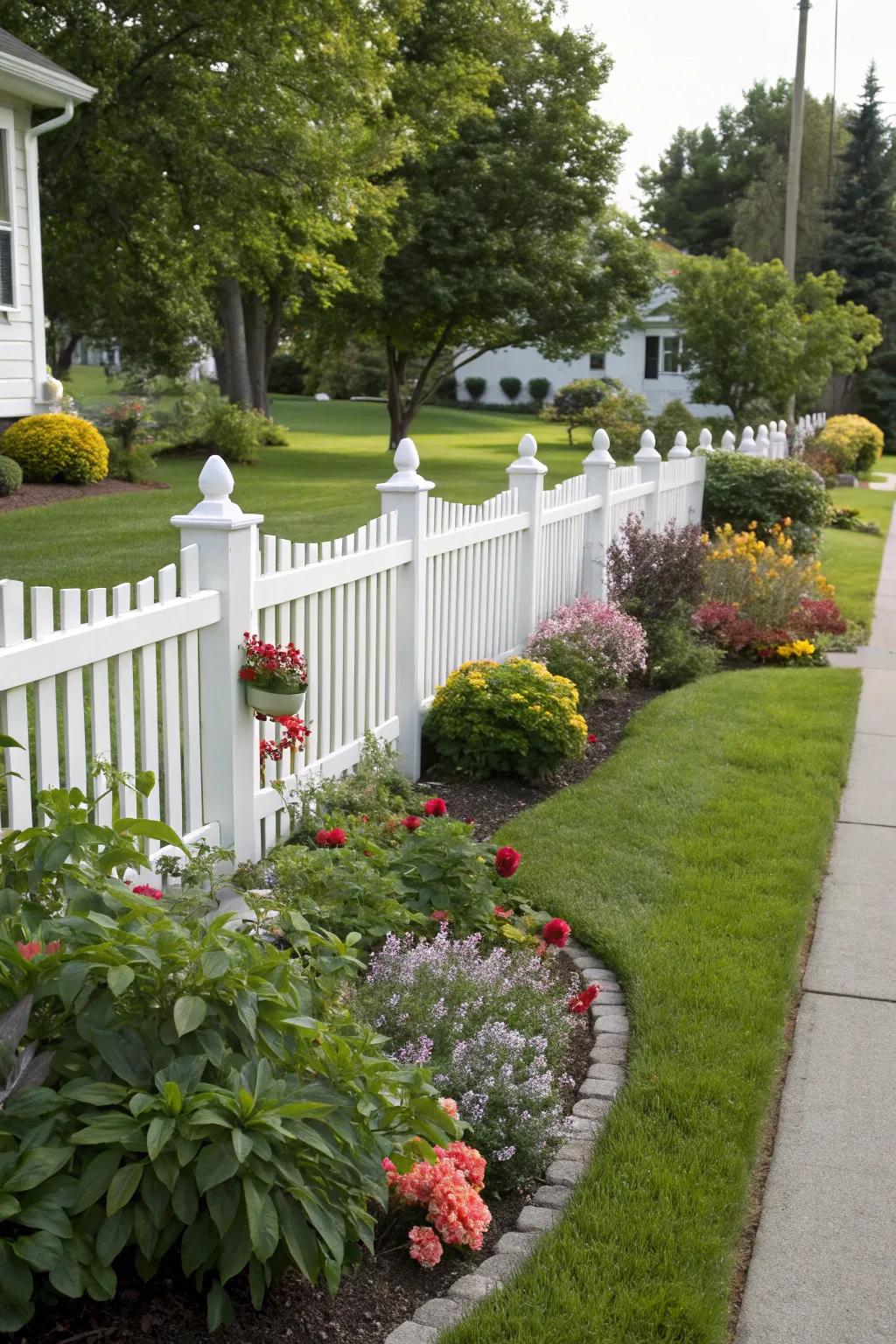 A decorative fence brings personality and defines the yard's borders.