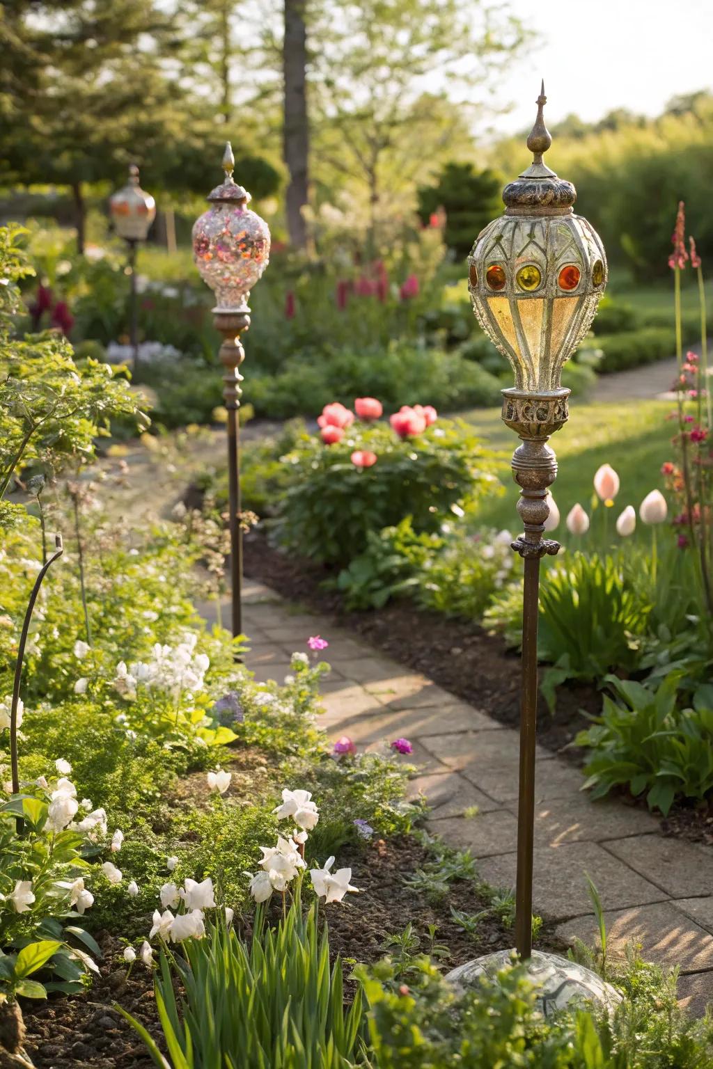 Vintage-style accents adding a touch of nostalgia to the garden.