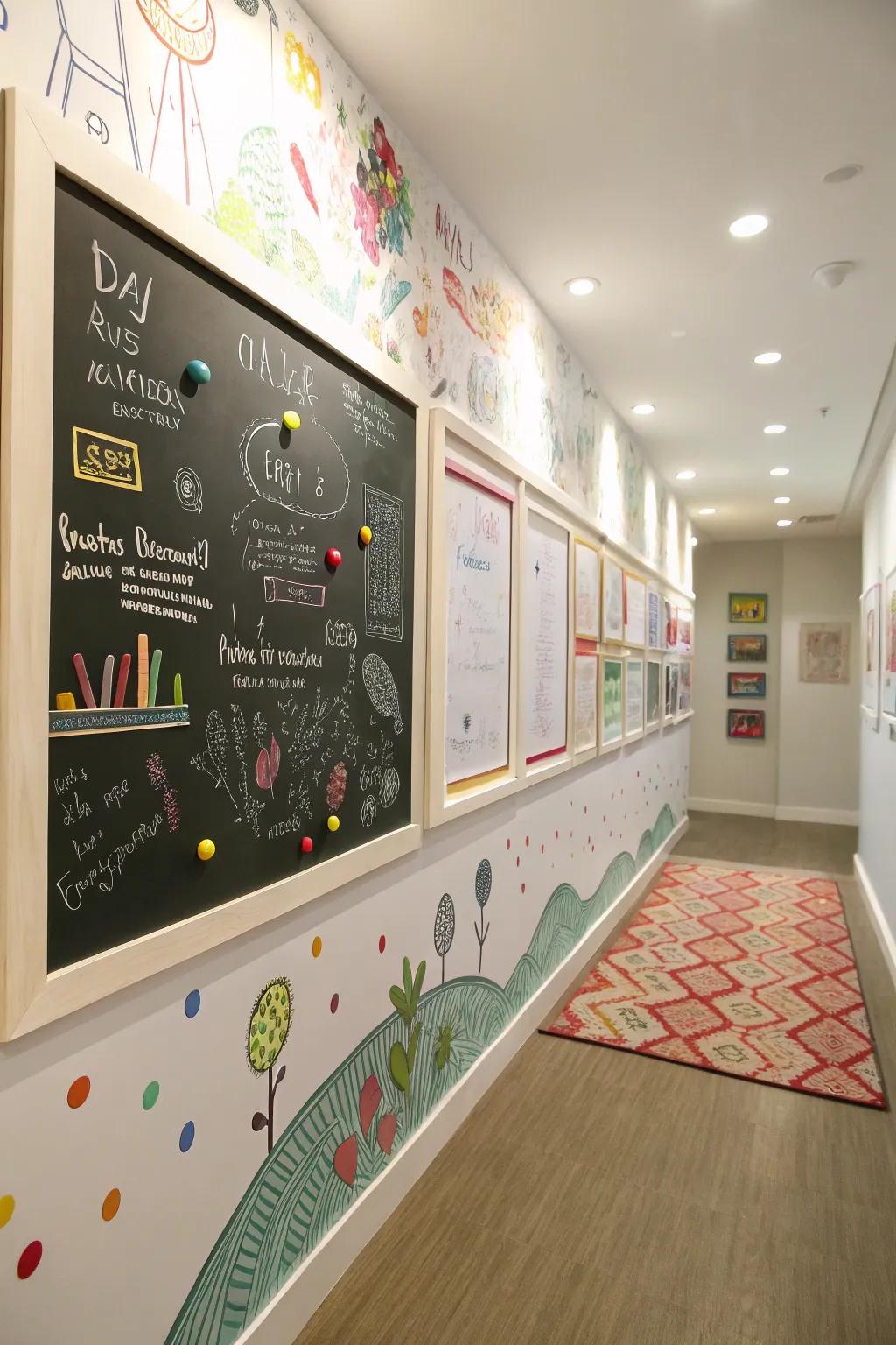 Interactive gallery with frames that allow for changing displays.