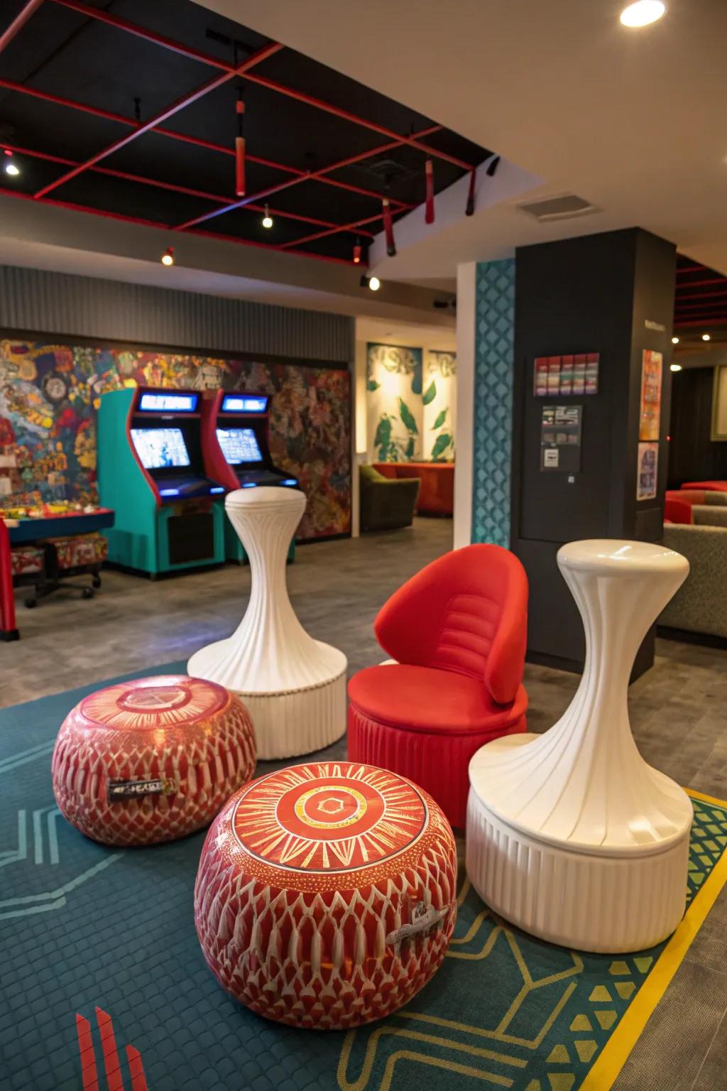 Art seats add a design feel to your game room.
