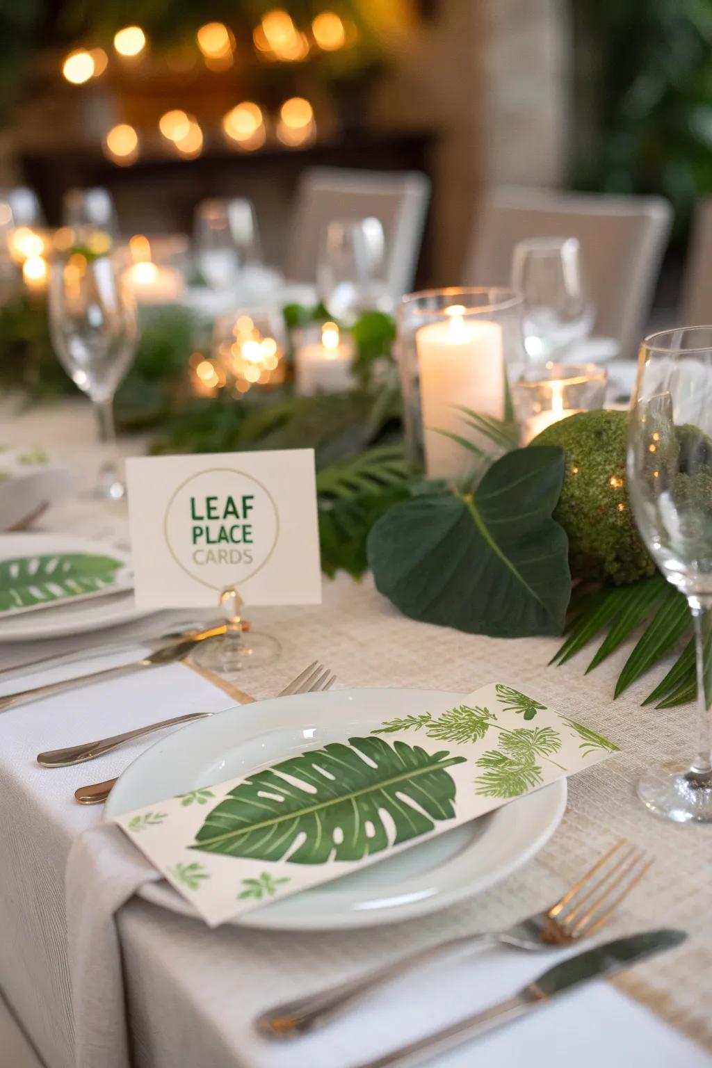 Green leaves used as personalized spot markers.