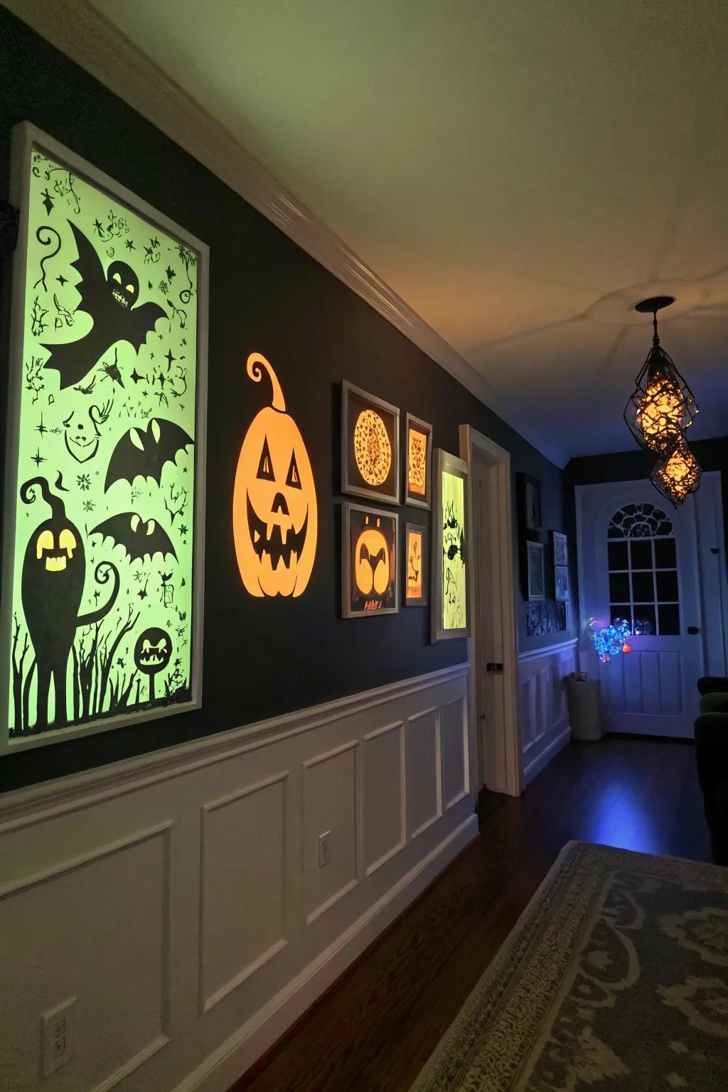 Glow-in-the-dark art introduces a magical nighttime effect