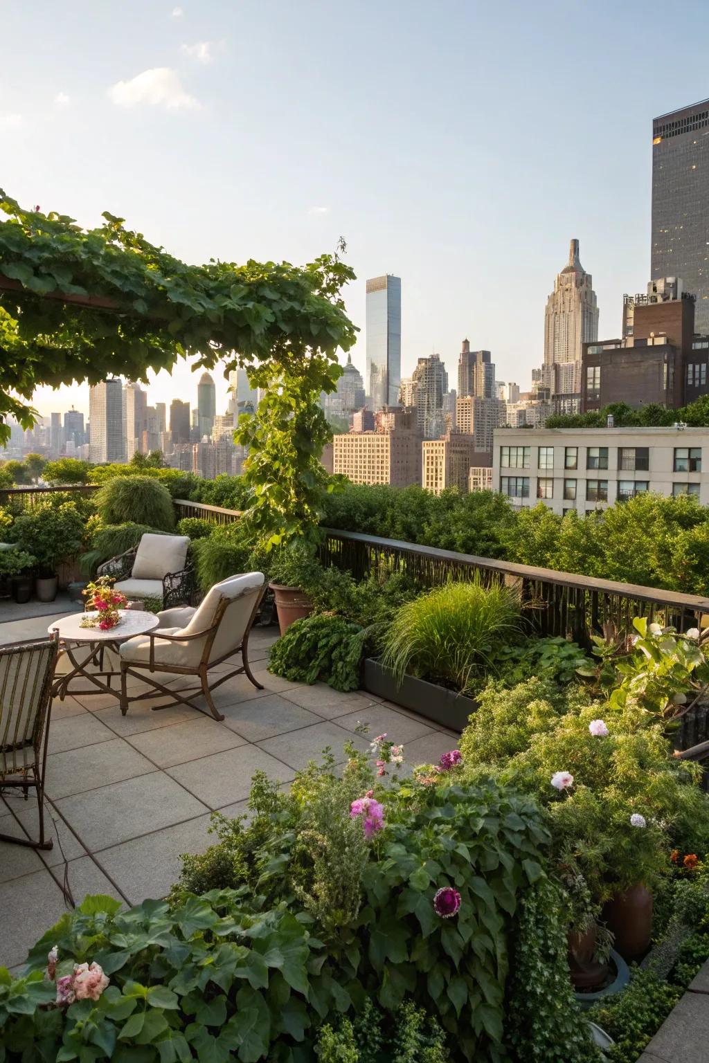 A rooftop garden offering a green escape.