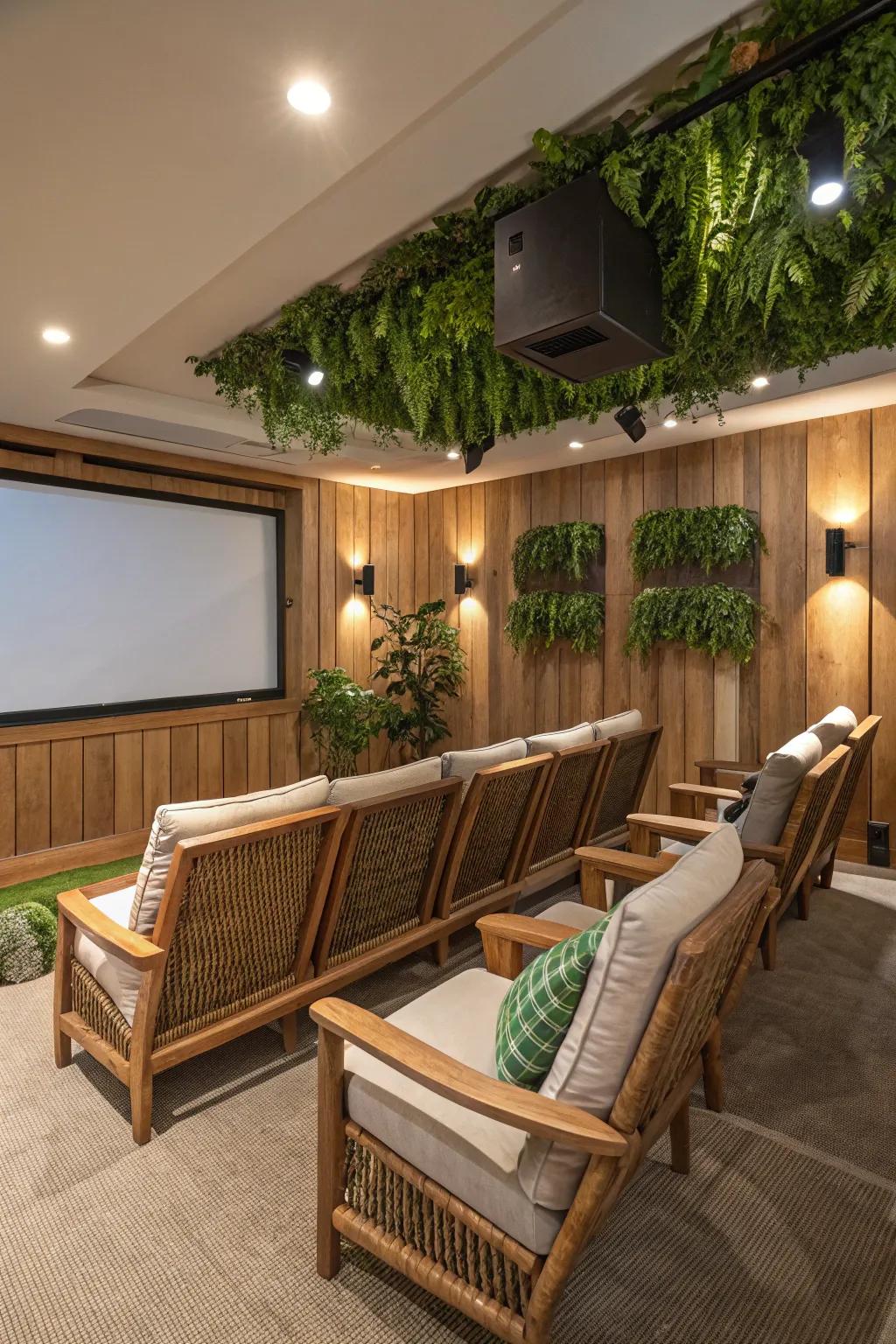 Furniture inspired by the outdoors adds a unique twist to indoor theaters.