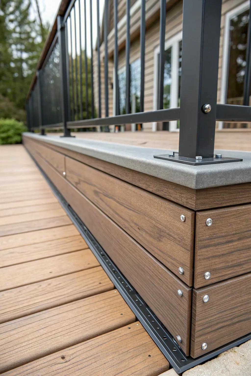 Pairing materials crafts a textured and unique skirting layout.