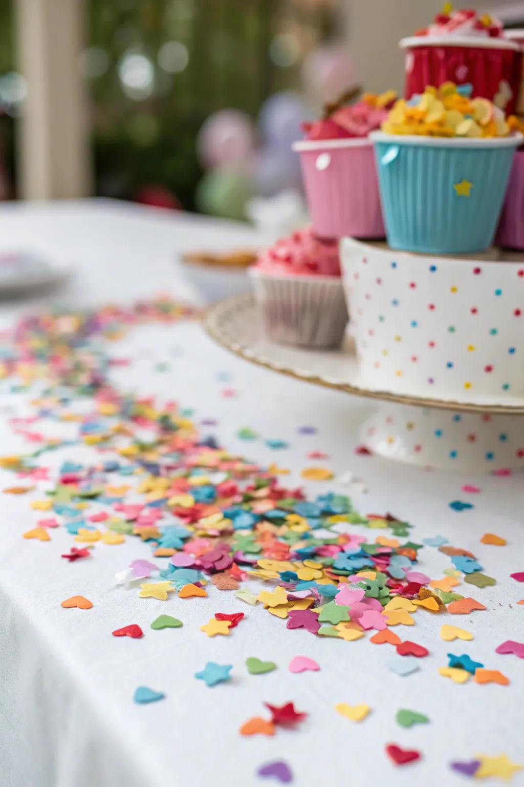 Creative confetti adds a playful touch to your decor.