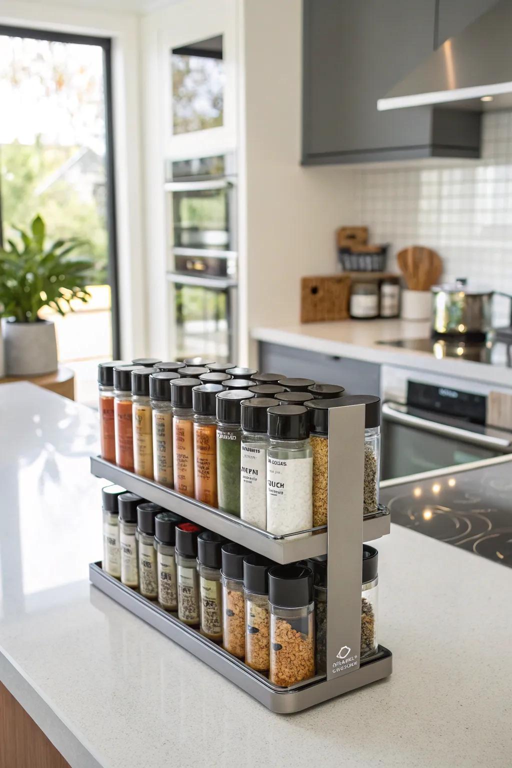 A stylish spice stand for any culinary enthusiast.