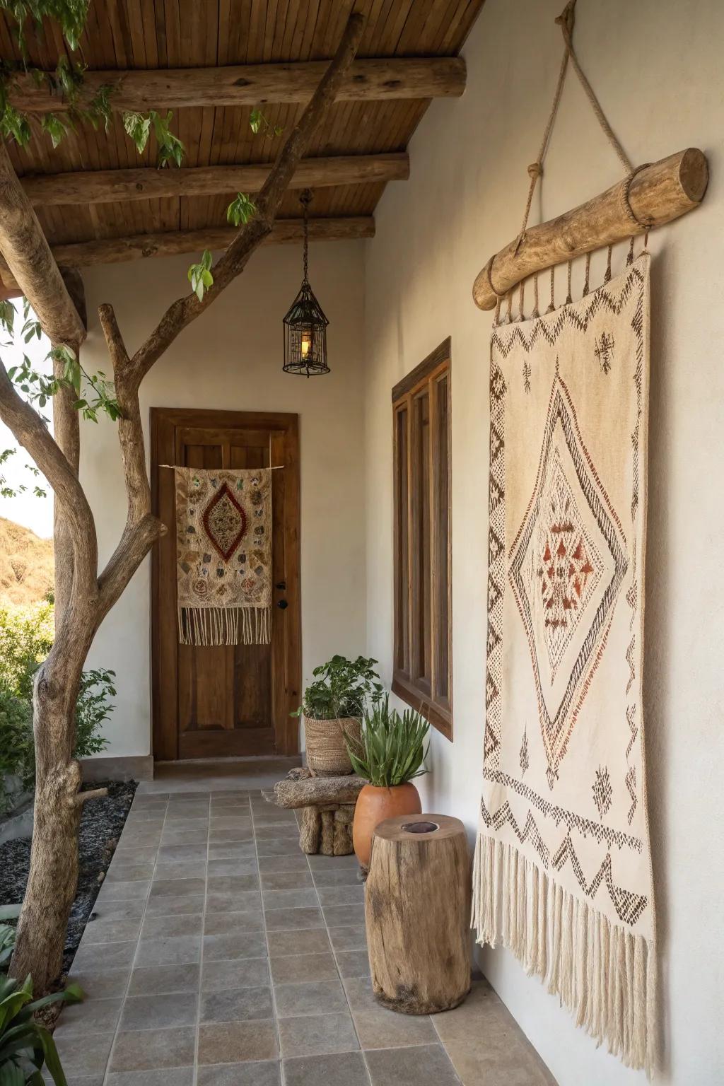 A branch introduces a natural, rustic charm to your textile.