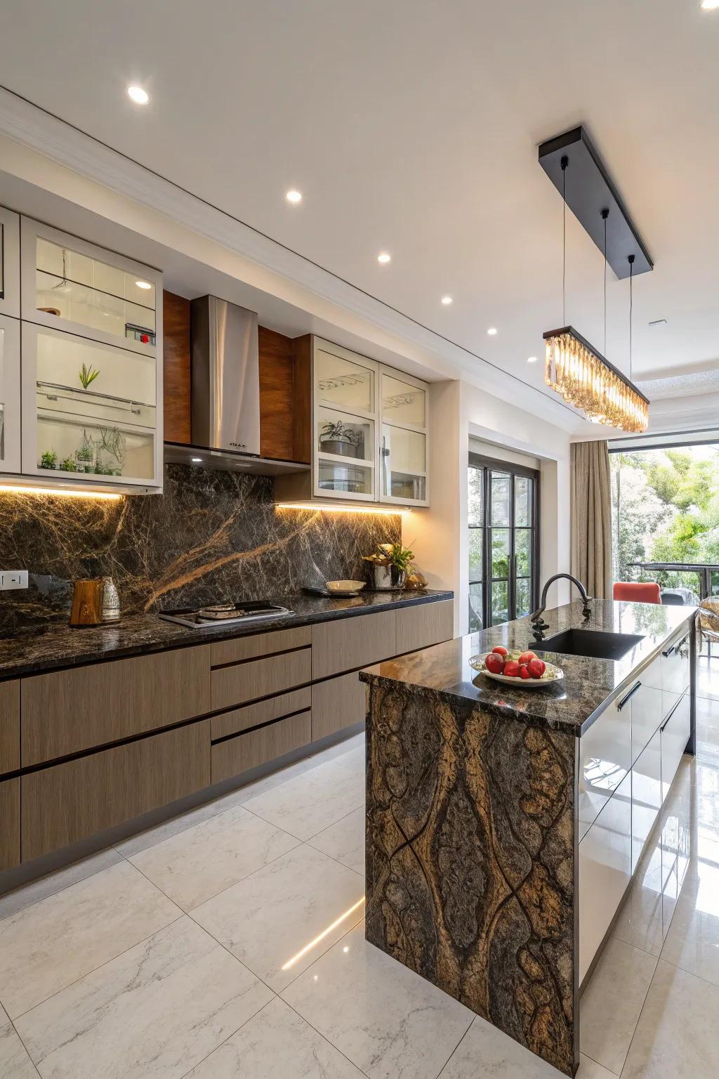 Bold surfaces can serve as the central point of your kitchen.